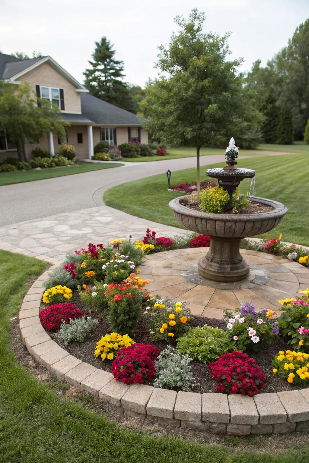 A concentric bed with a focal emphasis captivates attention.