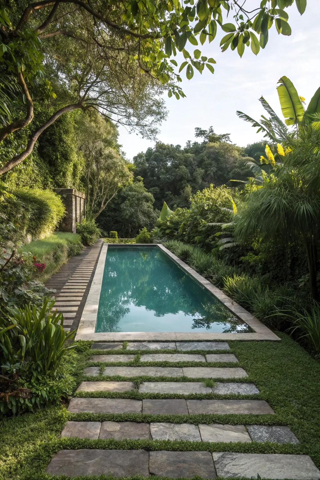 A stone pathway offers both charm and practical use.