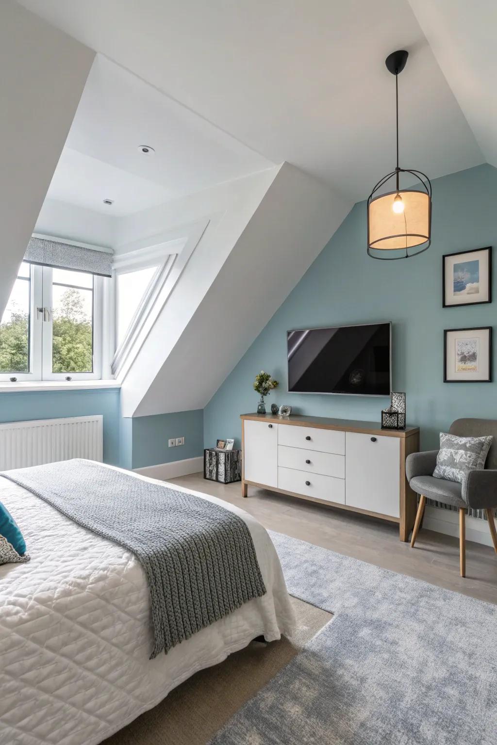 A two-tone scheme adds visual interest and depth to this charming bedroom.
