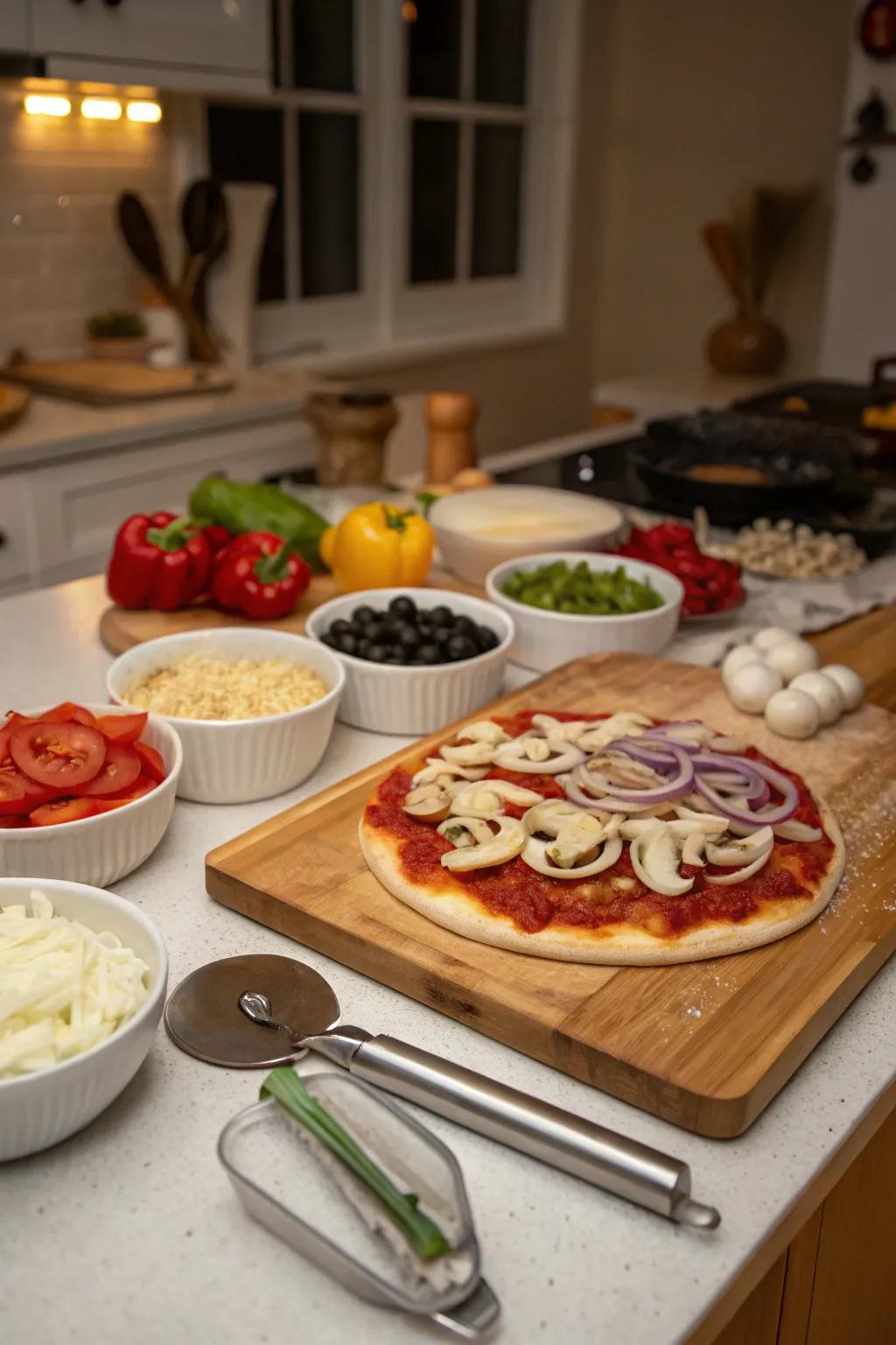 Cook up some excitement using a do-it-yourself flatbread-making station.
