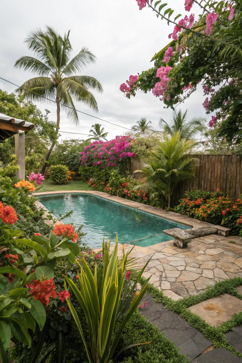 Exotic hideaway showcasing a revitalizing mini pool.