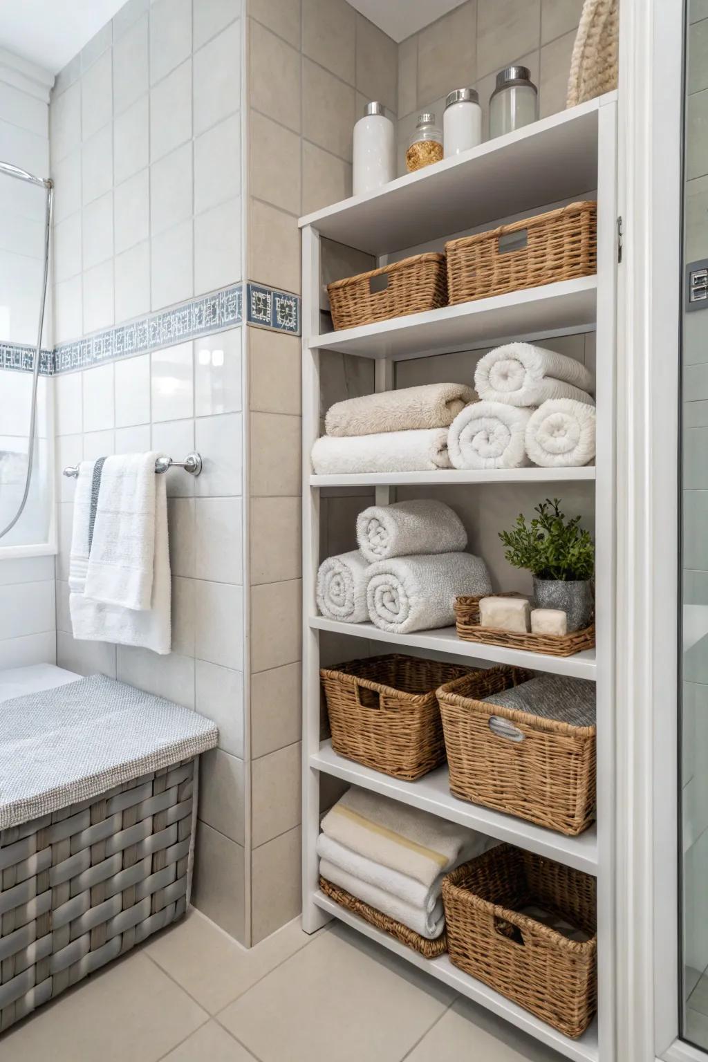 Enhance your bathroom's aesthetic with stylish towel storage options.