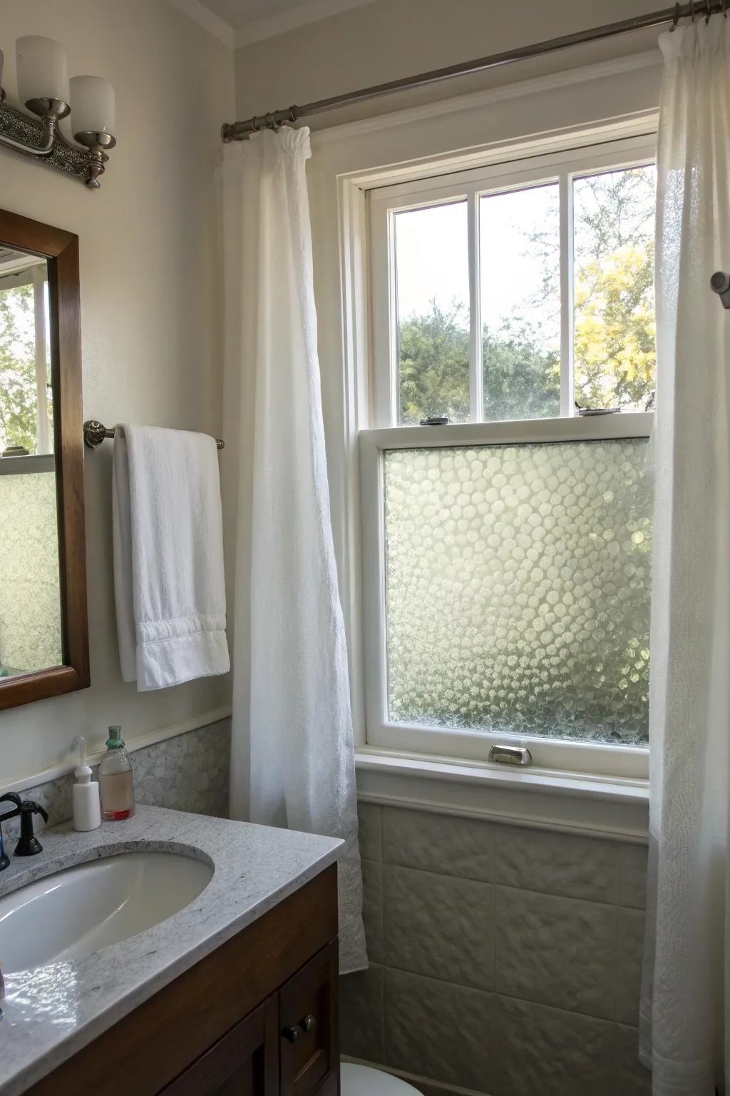 Textured glass combines privacy with visual intrigue.