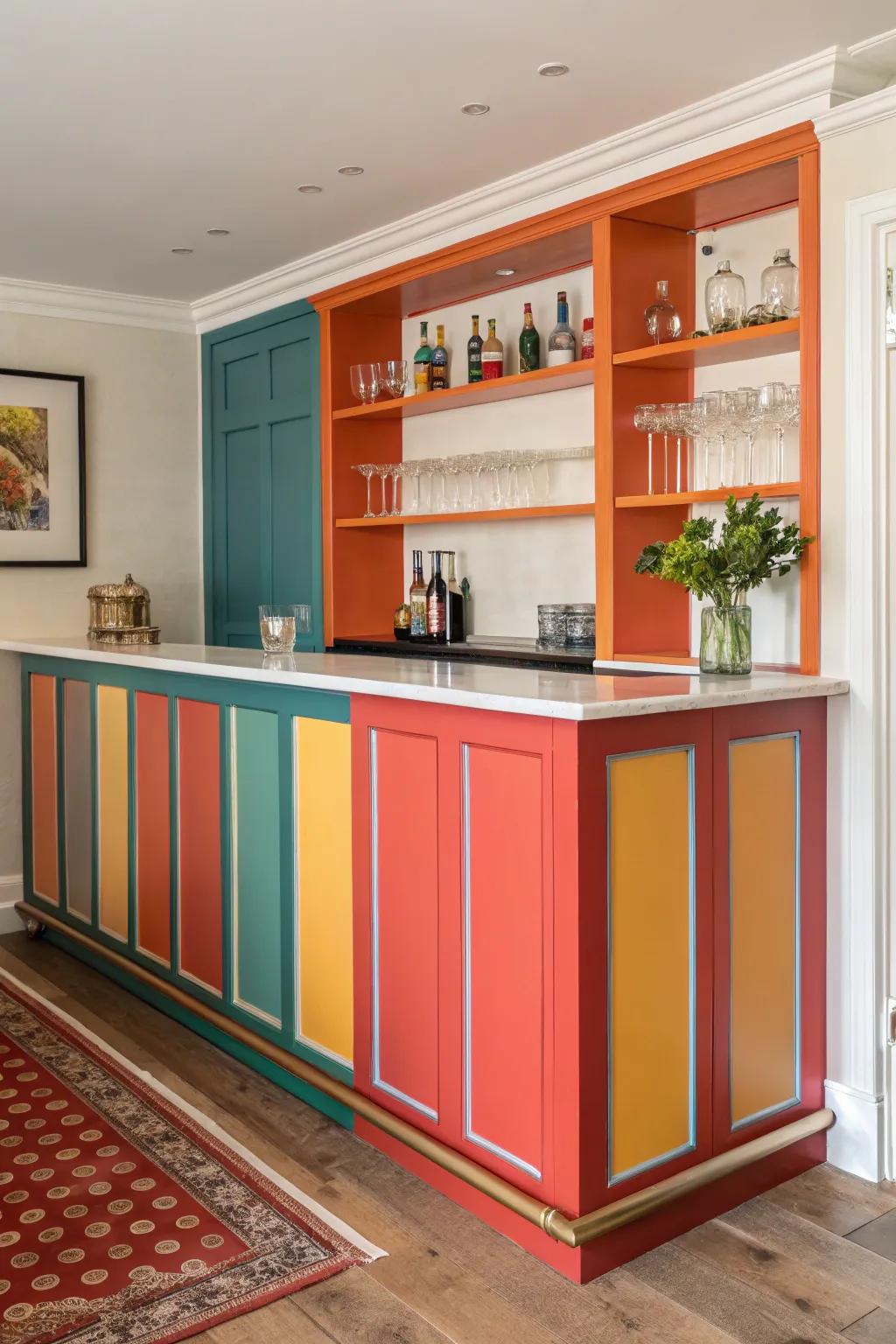 Eye-catching shades that spotlight a refreshment station.