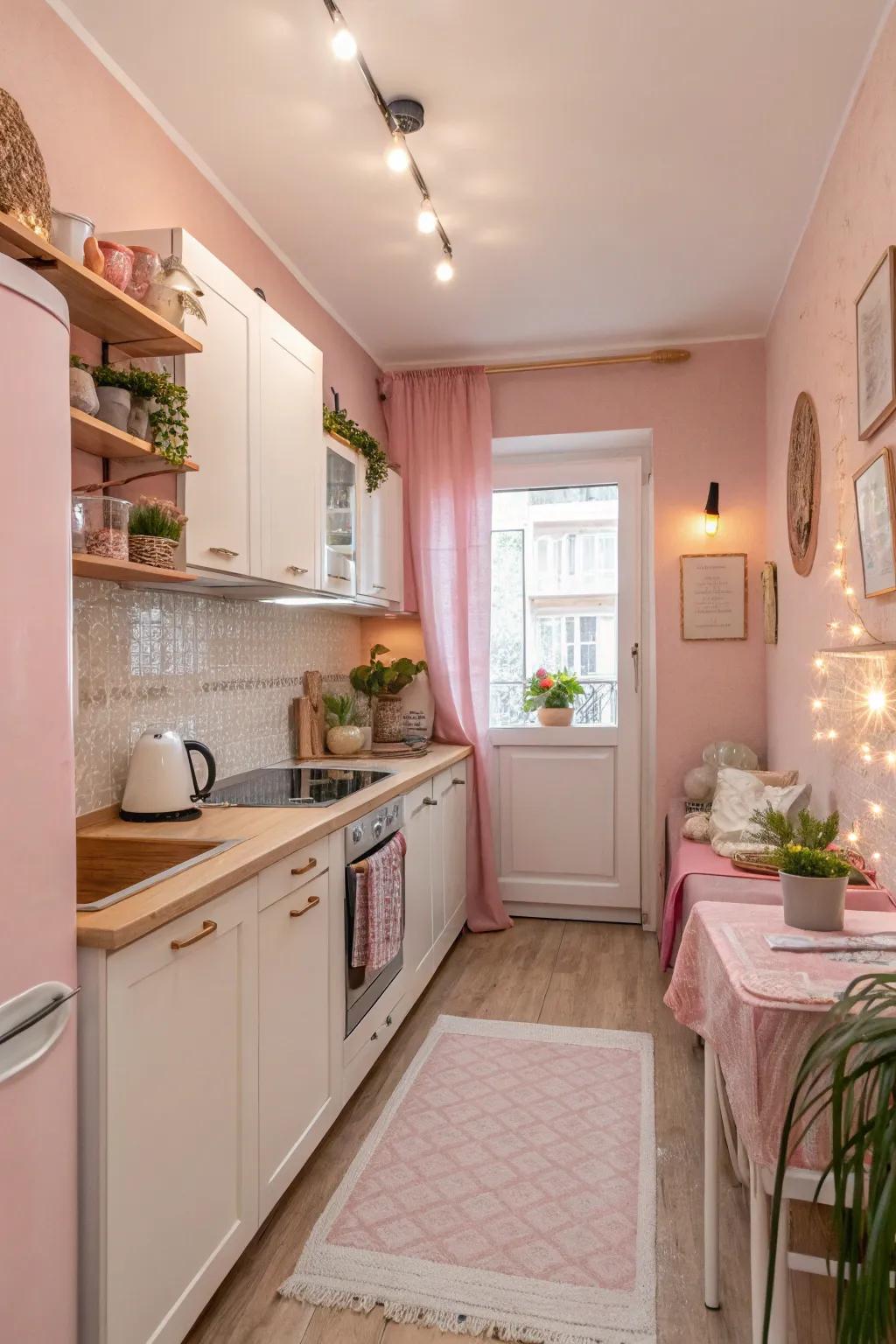 Subdued roseate provides a revitalizing substitute to conventional neutrals.