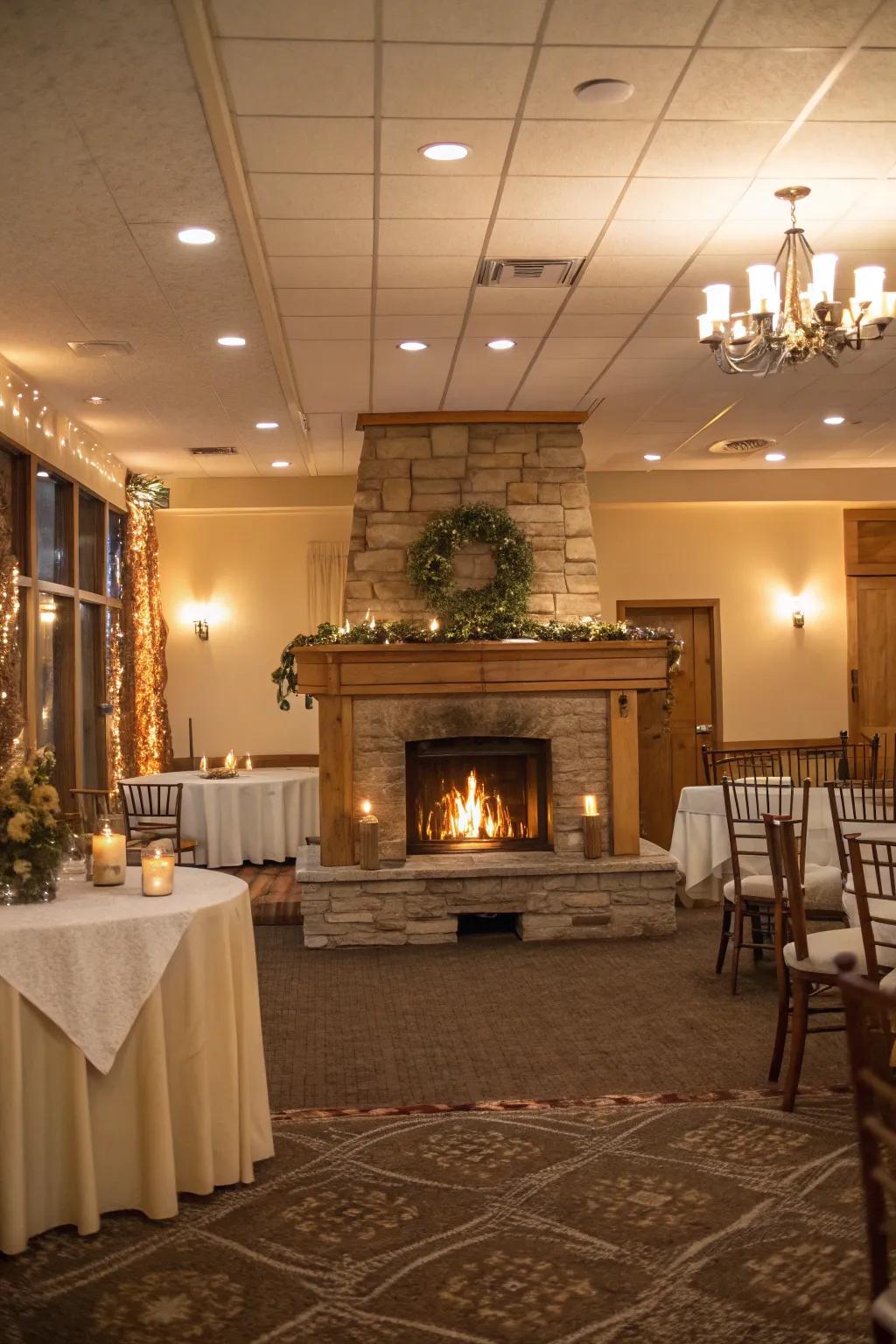 A hearth adds warmth and becomes a get-together focal point.