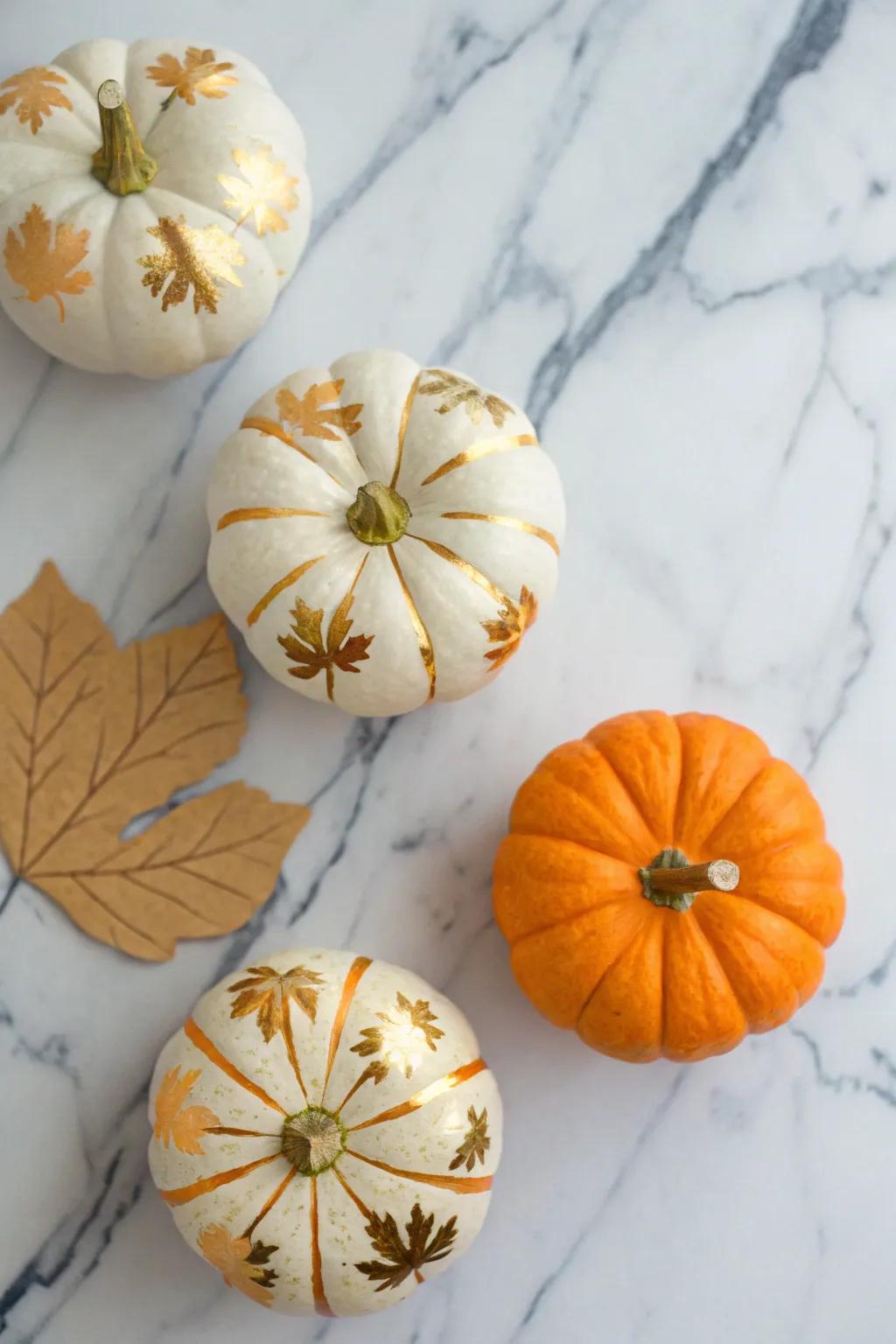 Golden leaf pumpkins gives off a hint of luxury and class to any setting.