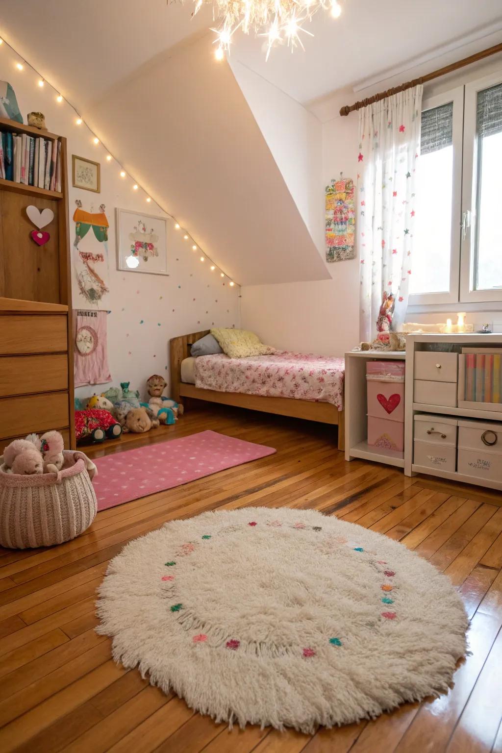 A cozy rug adds warmth and defines the space.