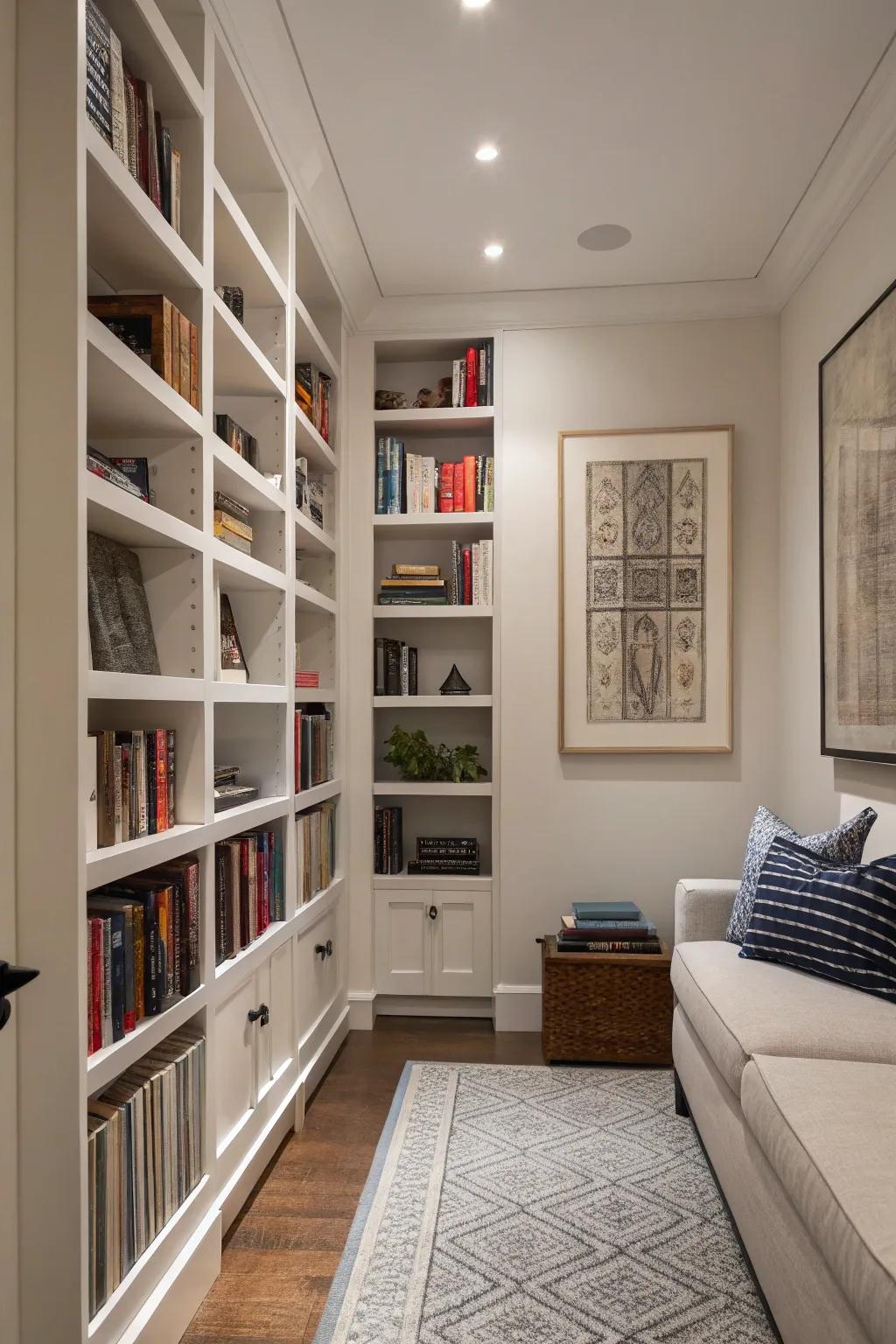 Using vertical space can expand the visual height of a room.