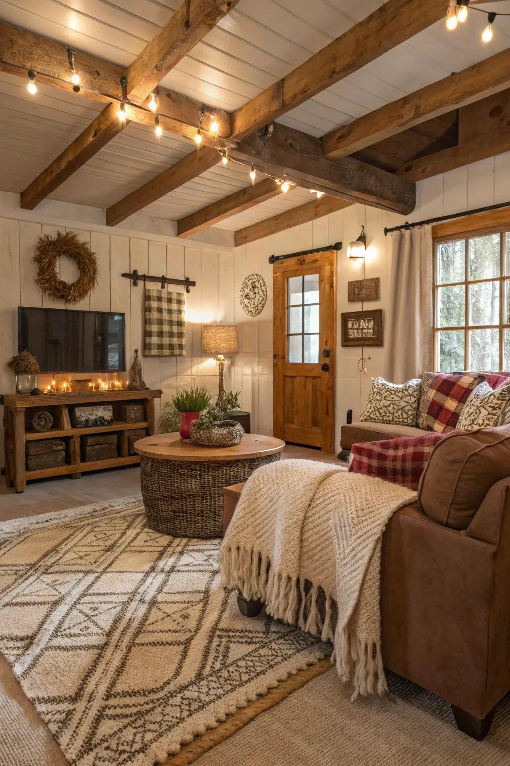 Woven fabrics that impart warmth and surface to a Southern chamber.