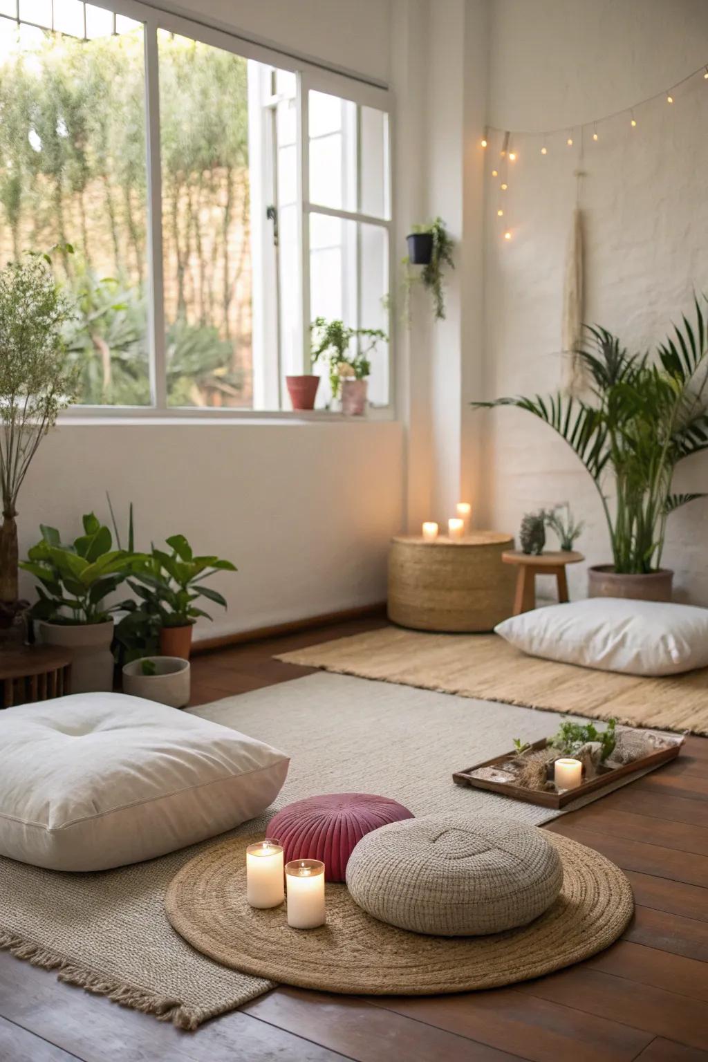 A tranquil spot offers a peaceful space to quiet the mind.