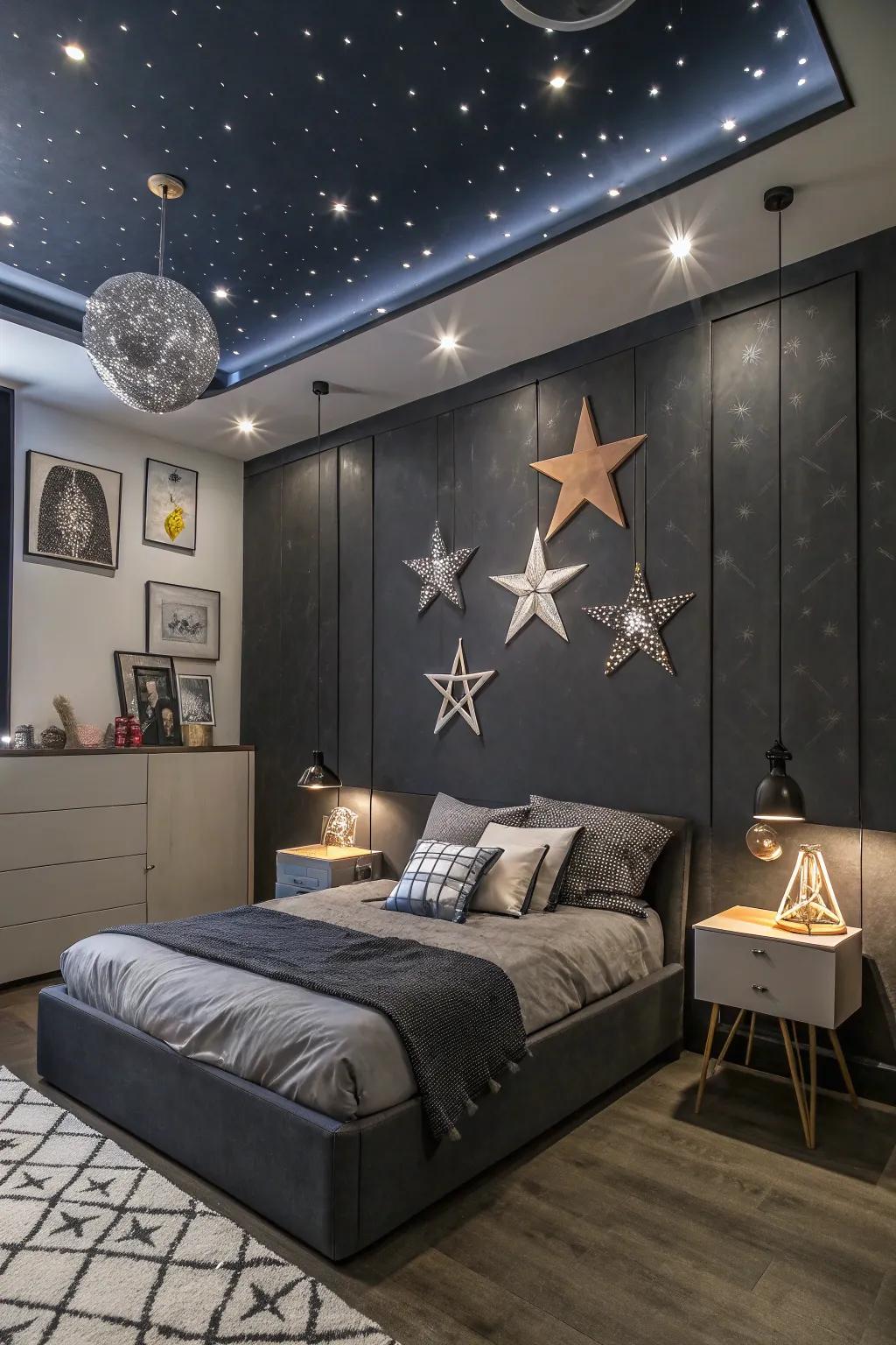 Heavenly accents beautifully unite the cosmic theme.
