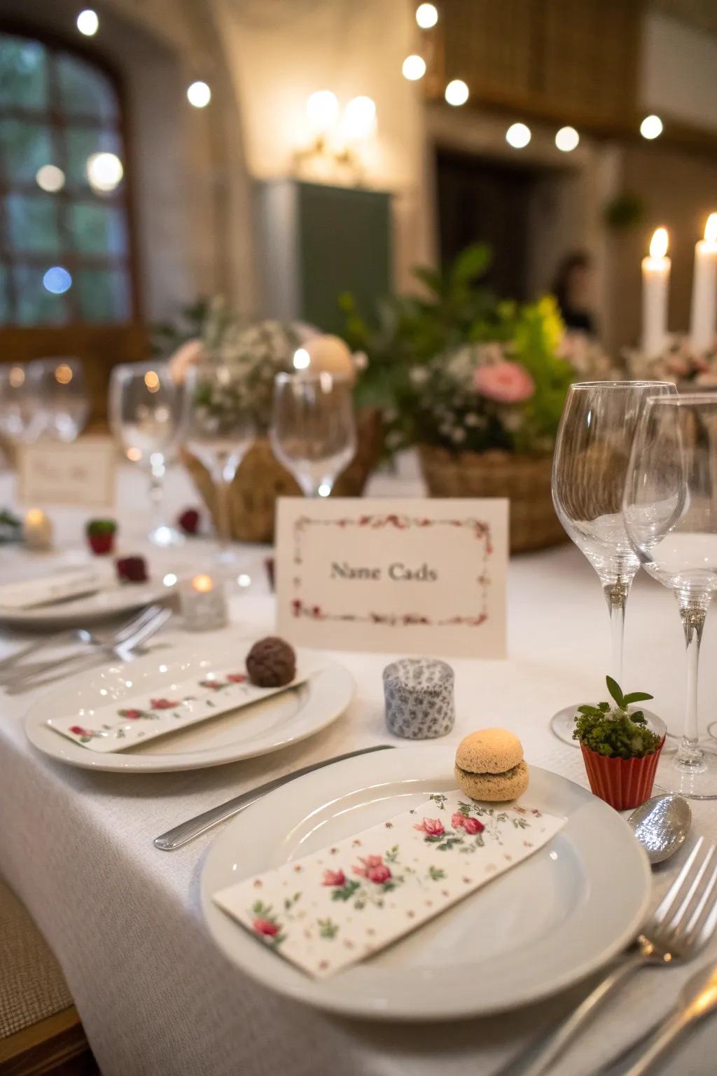 Creative place settings make guests feel special.