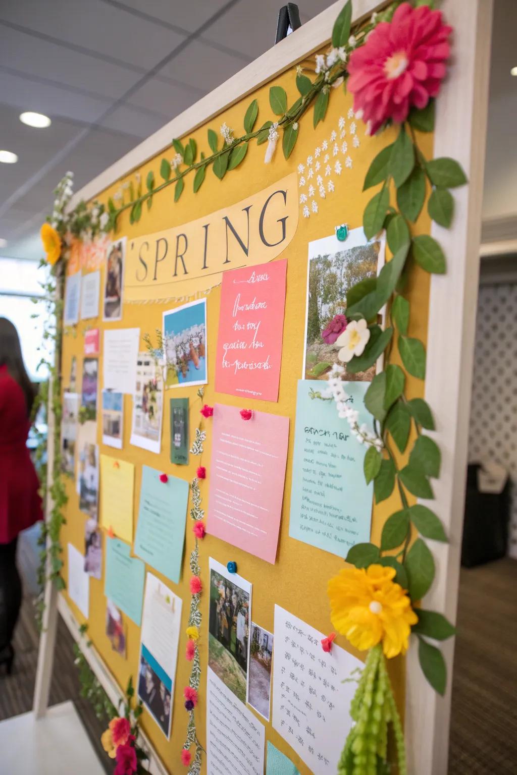 Inspirational quotes adding depth to the spring bulletin board.