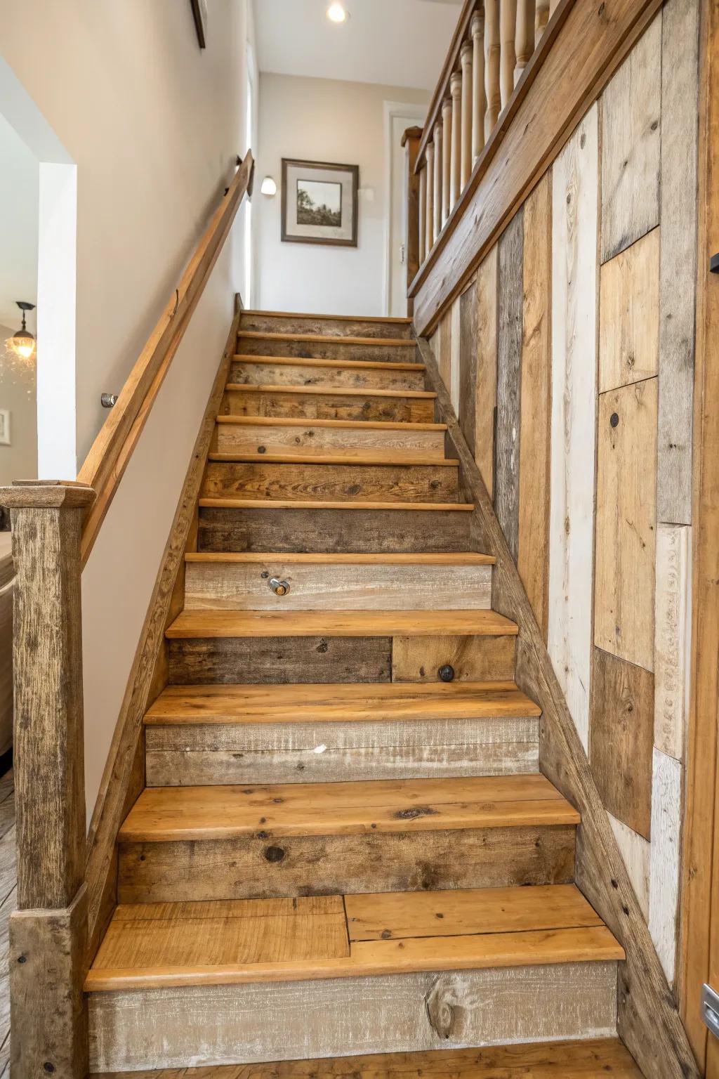 Reclaimed lumber panels add distinct country allure.