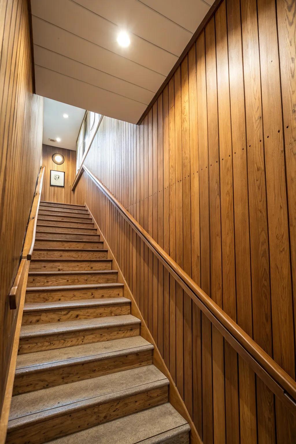 Timber paneling imparts texture and fascination.