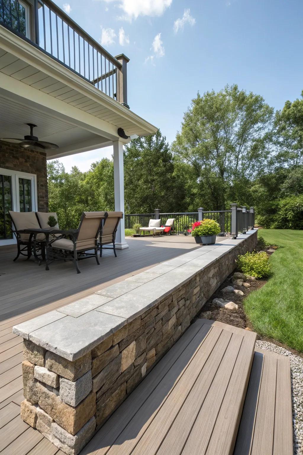 A deck that remains immaculate through resilient, undemanding rock skirting.