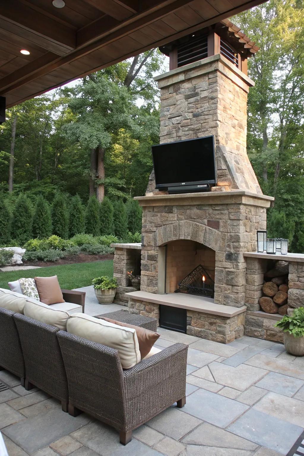 Starry evenings and movies near the blaze.