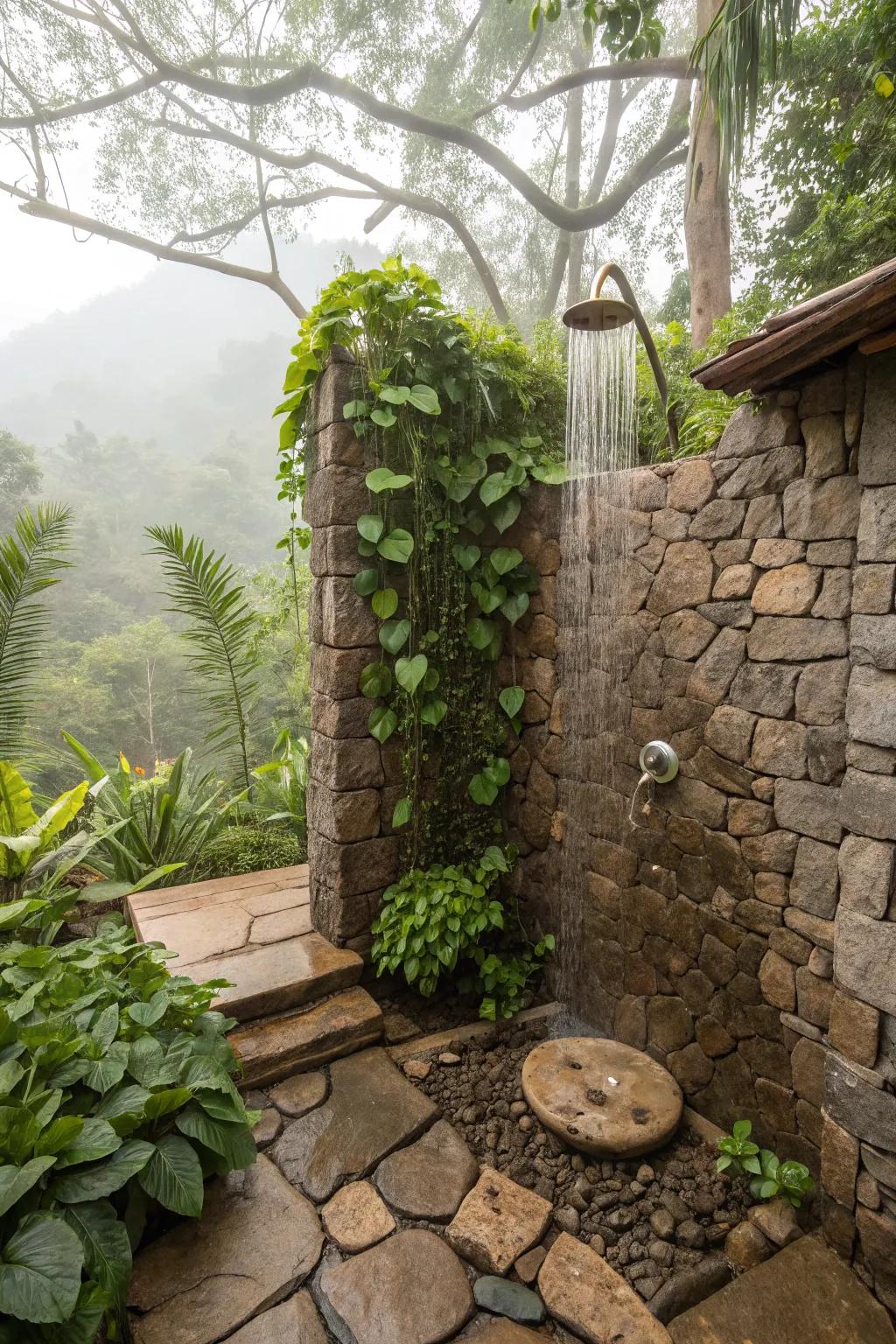 Elevate the natural essence of stone through dense verdure.