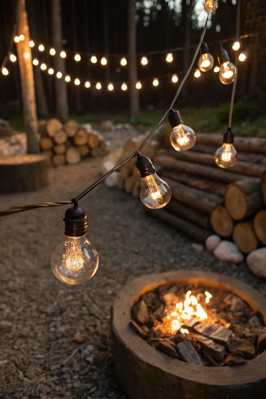 Mixed bulb styles create a dynamic visual interest.