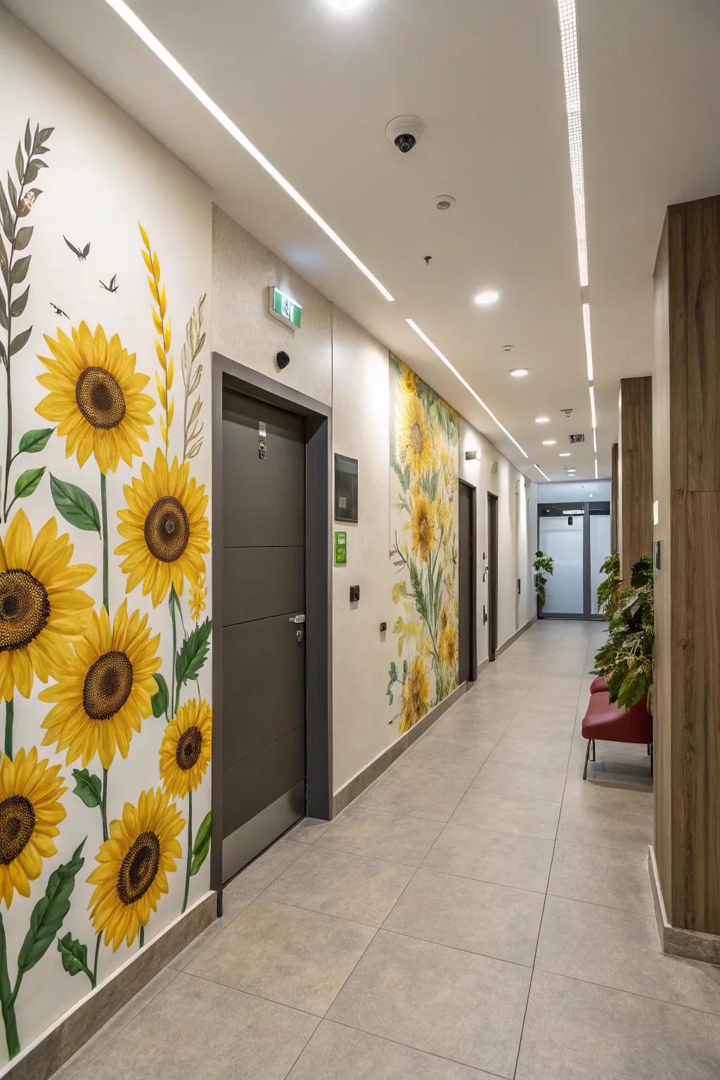 Cheerful sunflower wall decor for any home.