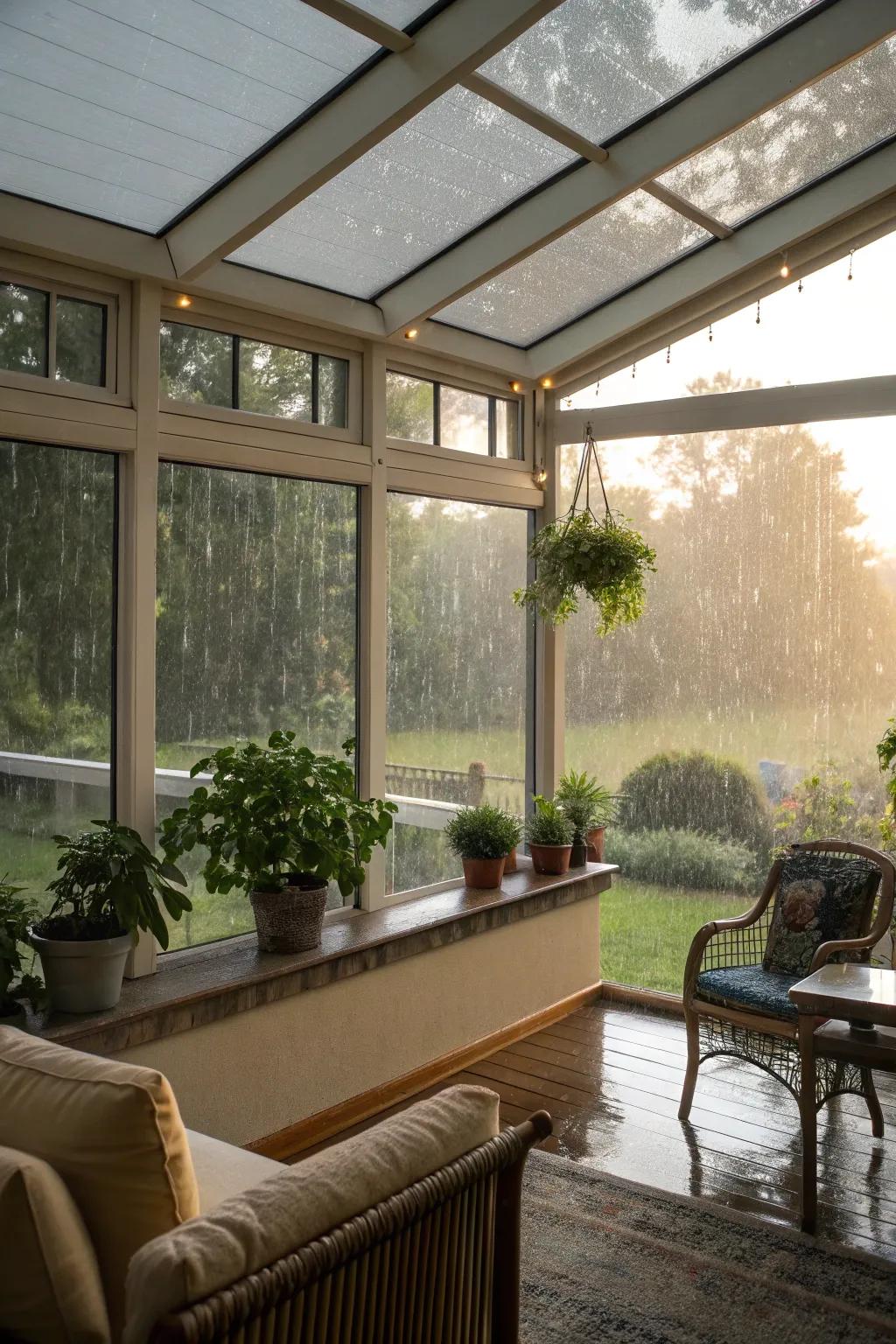 Hinged windows allow ventilation in all weather conditions.