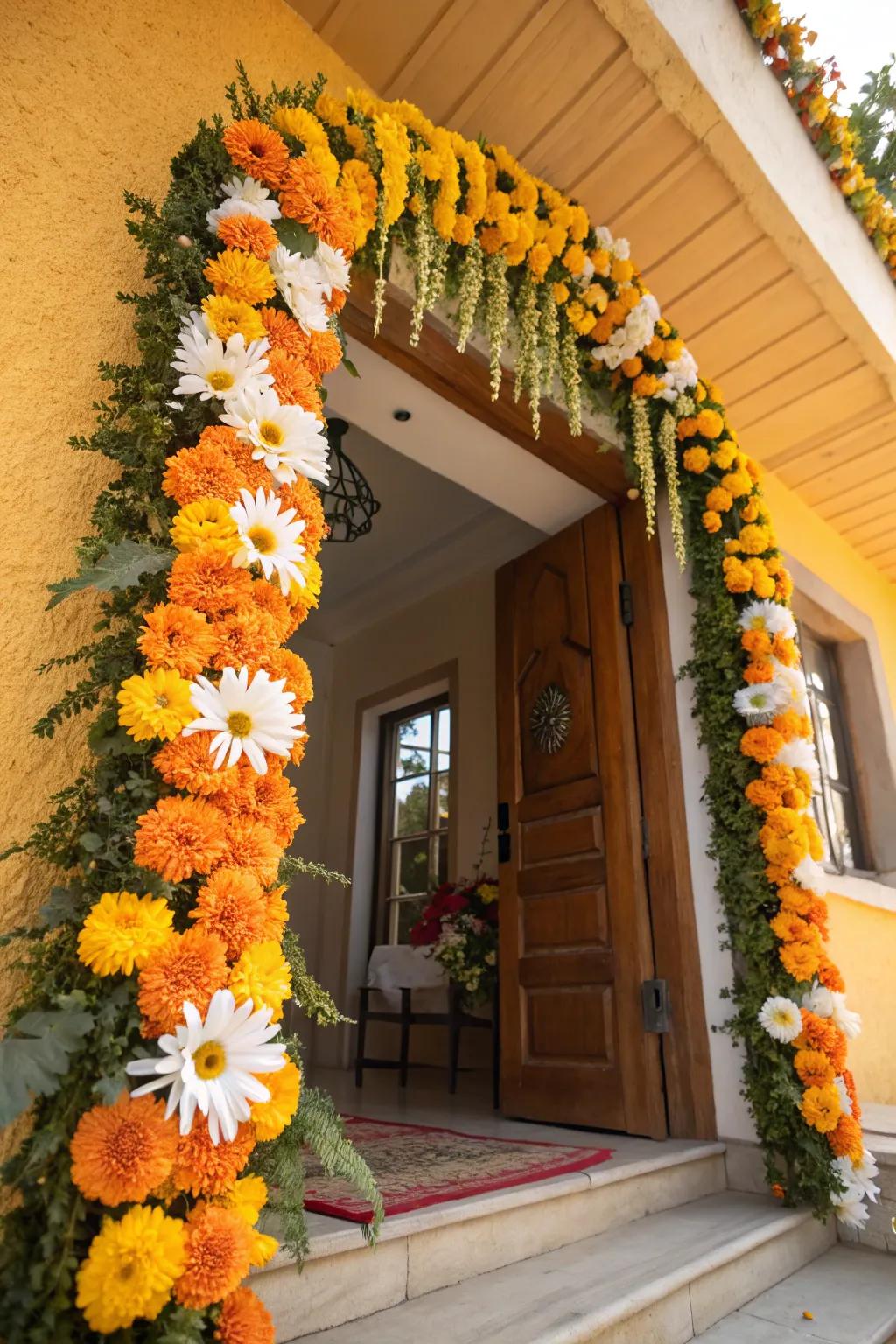 A radiant floral wreath that conveys nature's beauty to the party.