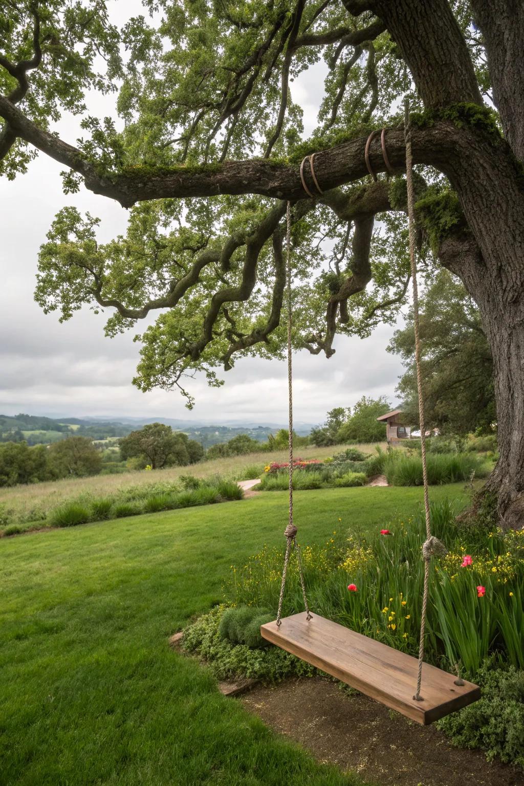 An arbor swing becomes the heart of backyard adventures.