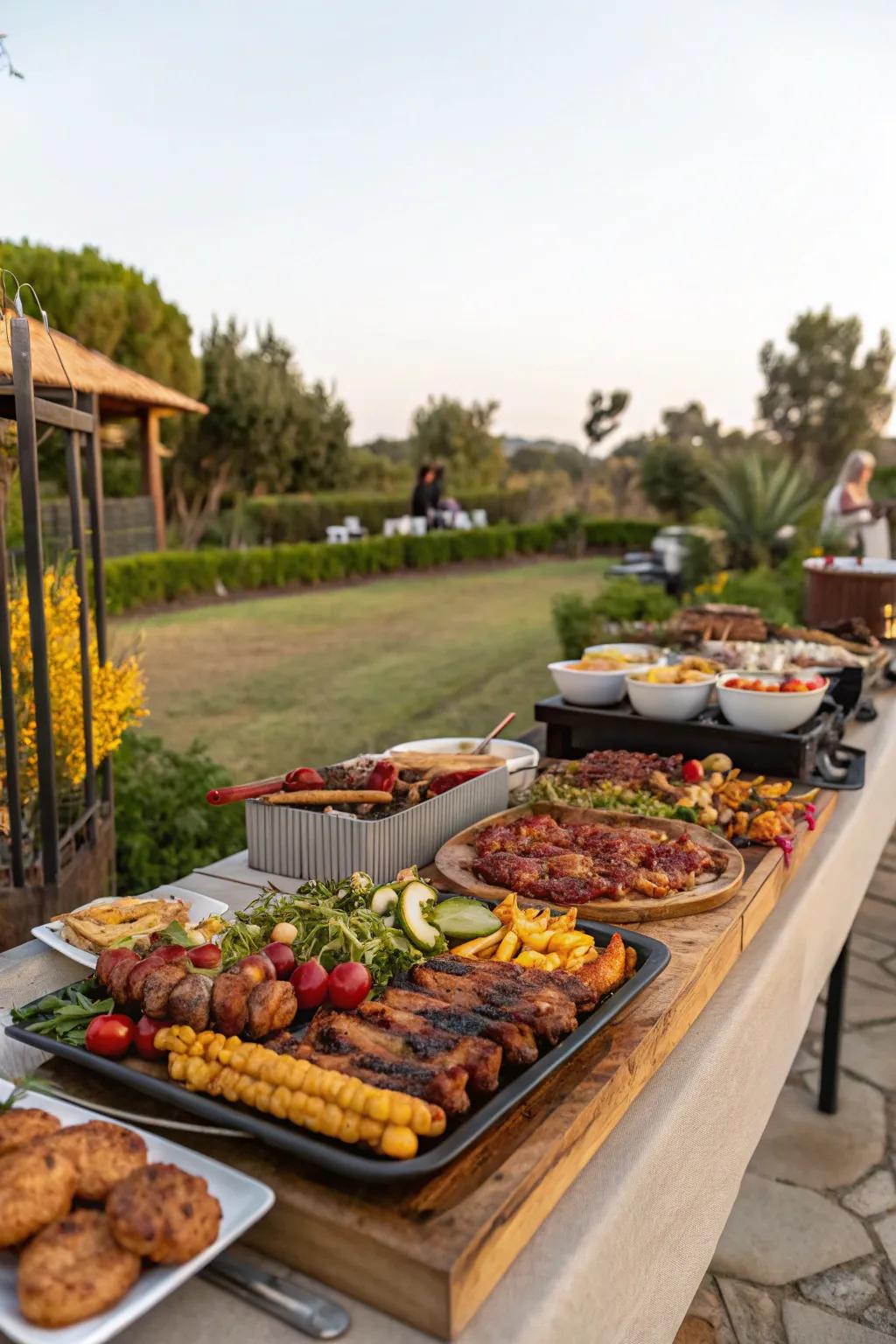 A buffet setup encourages mingling and makes serving easy.