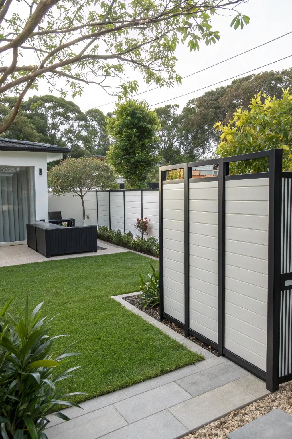 P.V.C. screens provide modern design and durable privacy solutions.