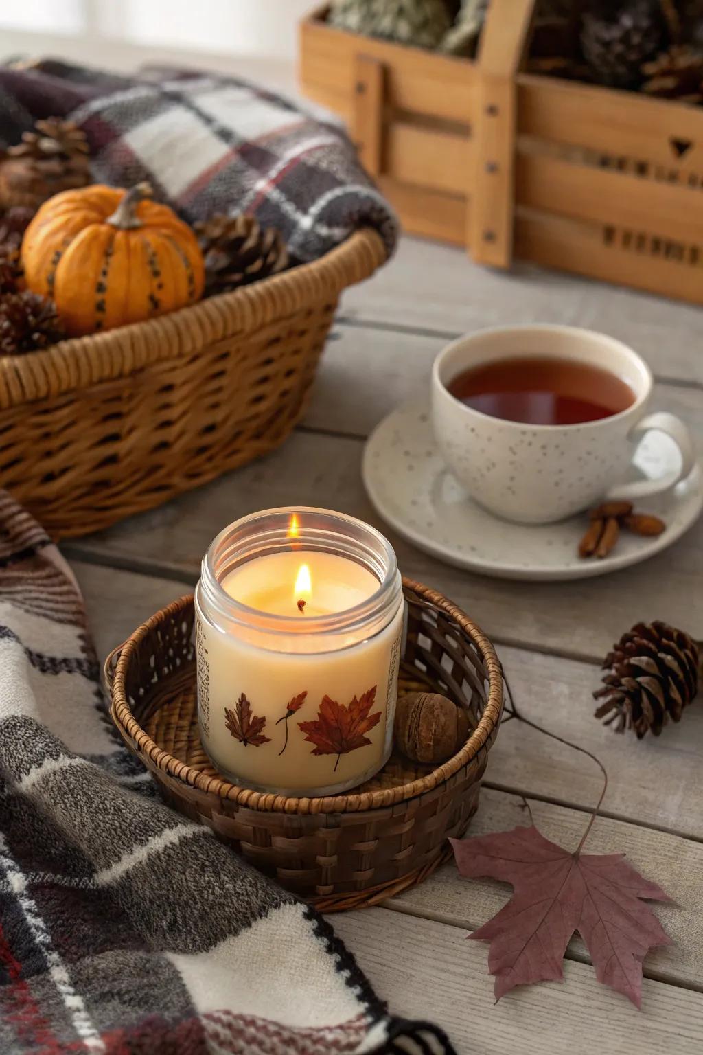 Fragrant candles add a warm and inviting fragrance.