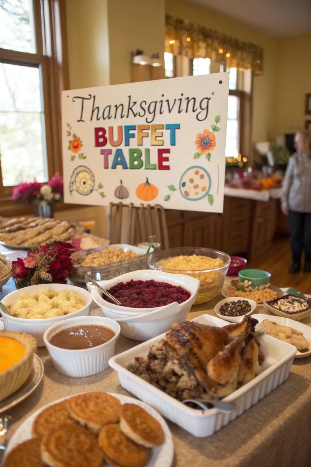 Signage adds a personalized touch to the buffet.