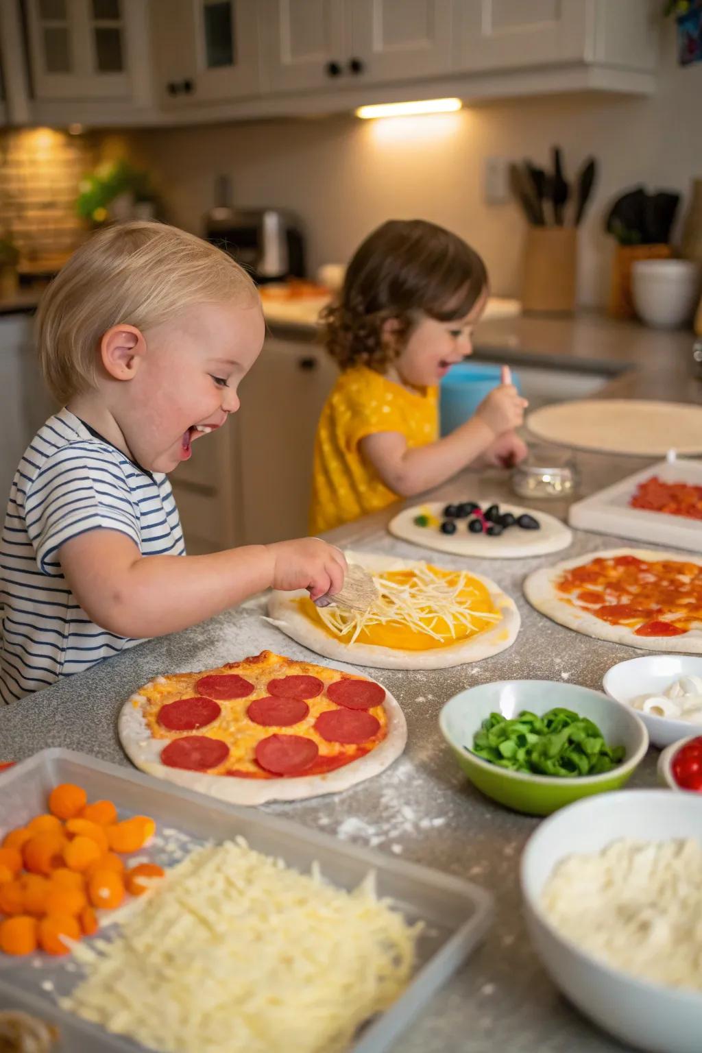 Pizza making brings creativity and fun together.