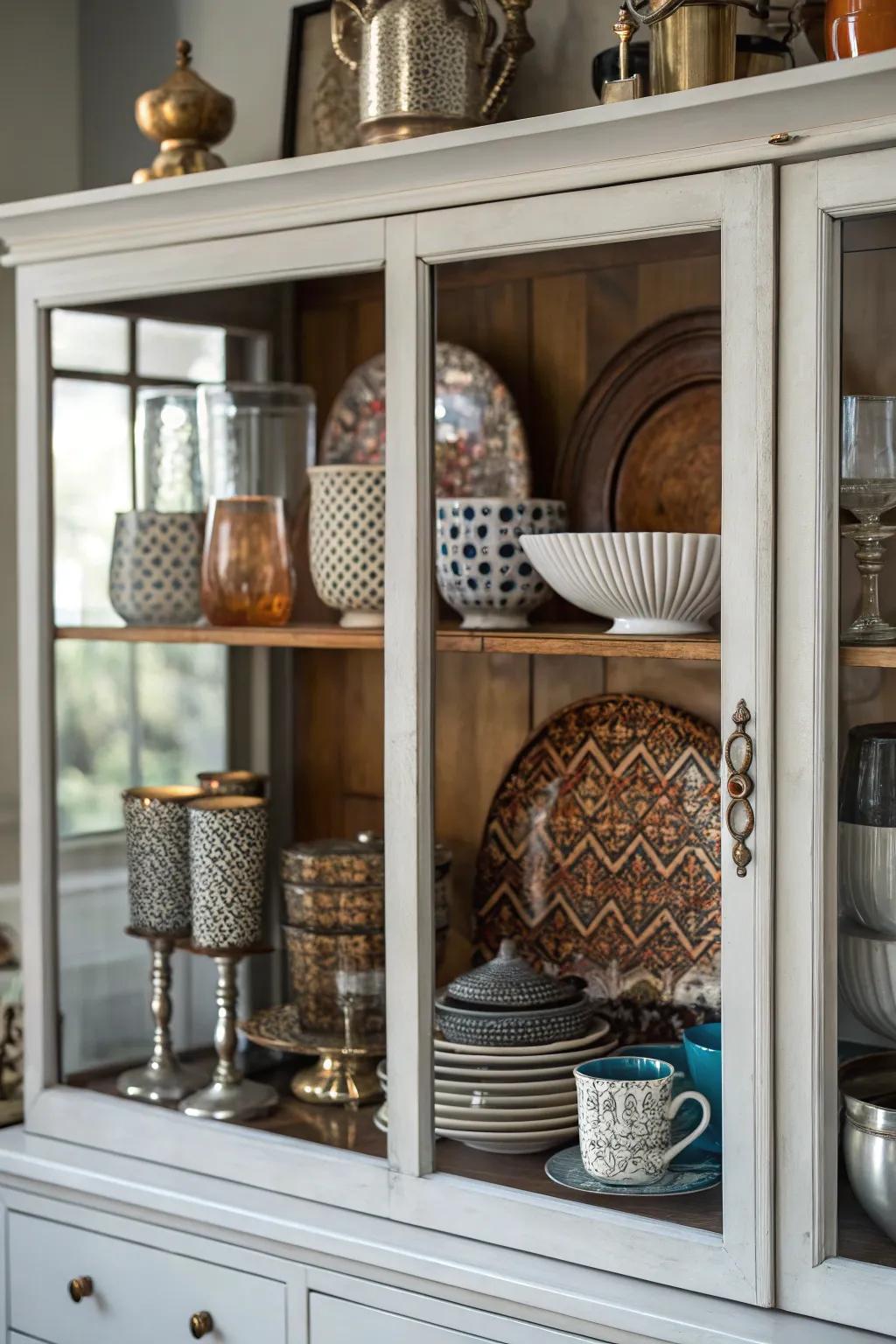 Blending textures like glass, metal, and wood appends depth.