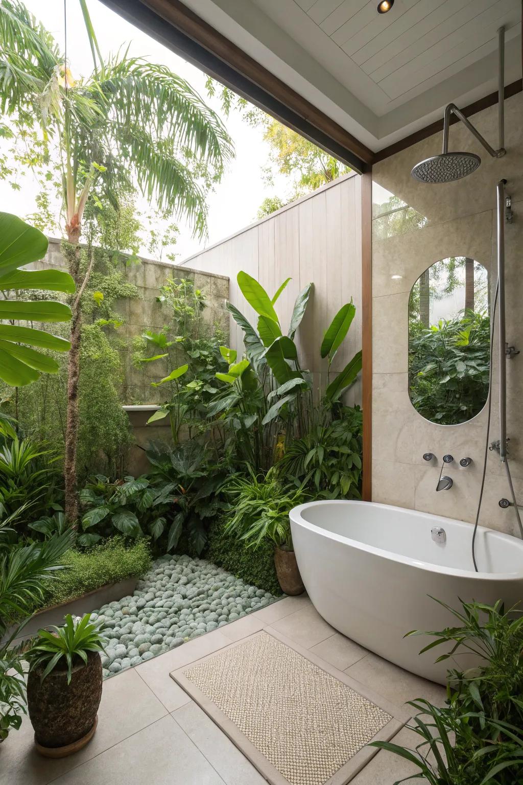 Verdure injects a revitalizing, earthy ambiance into the tub-in-shower configuration.