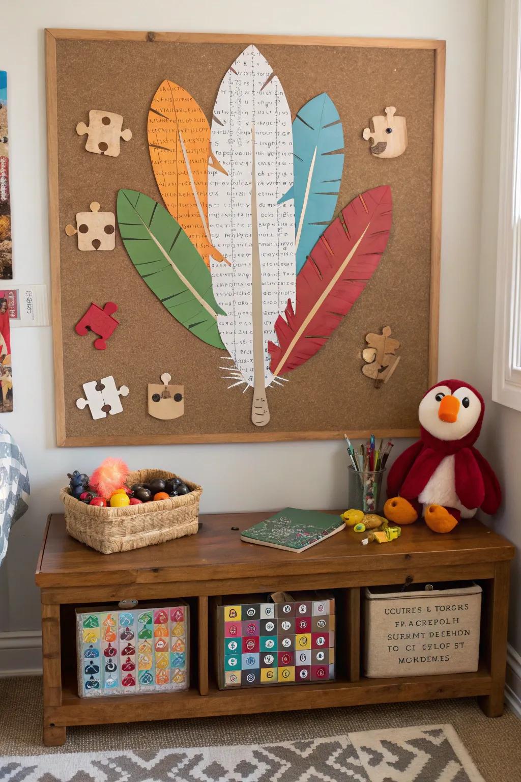 A puzzle piece turkey fosters teamwork and creativity.