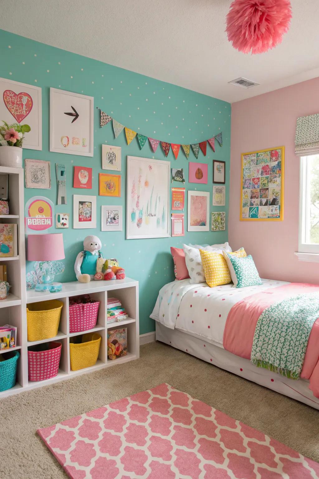 Dynamic arrangement showcasing a bold feature wall.