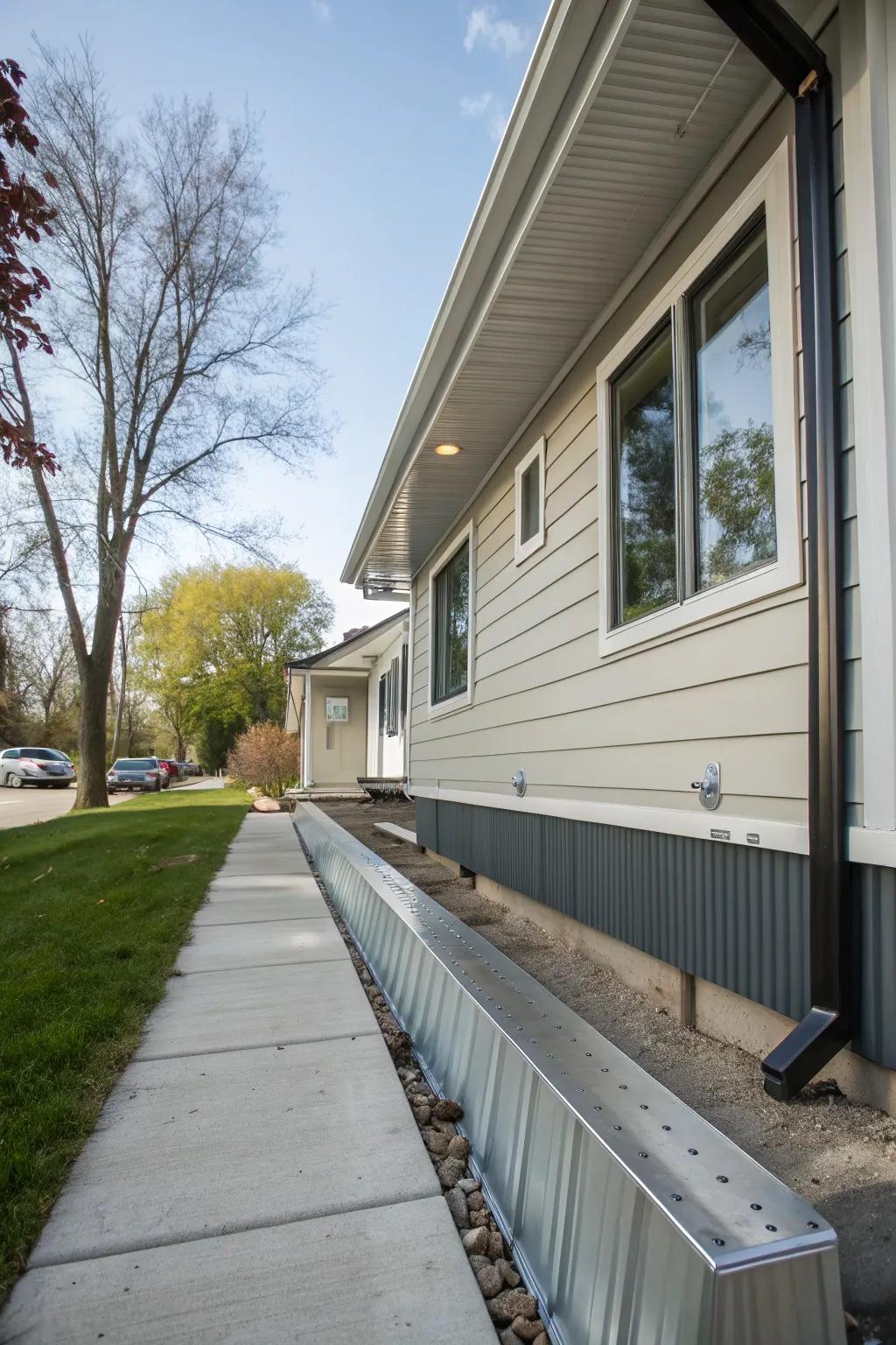 Achieve a modern feel with durable metallic edging.
