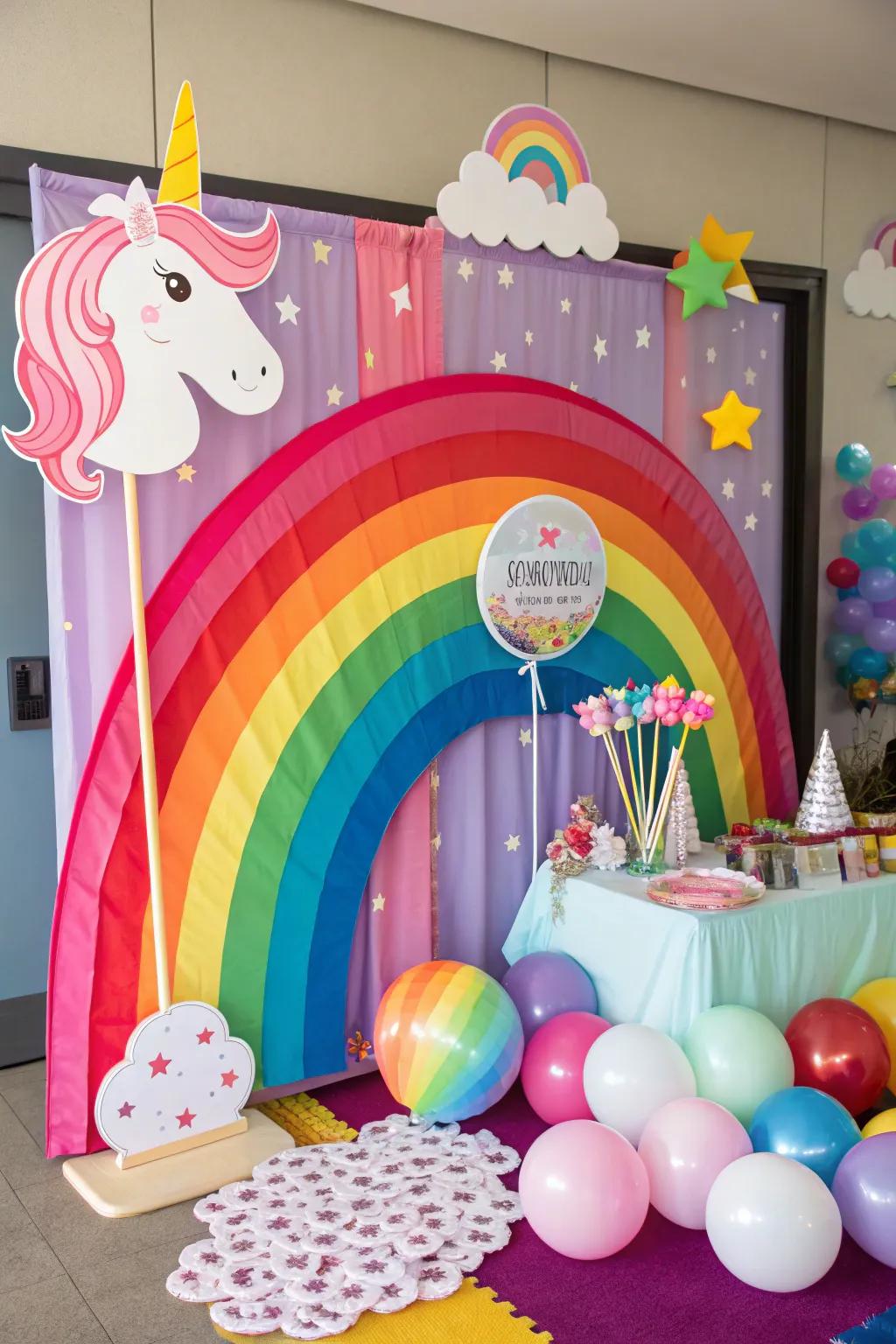 Preserve magical memories at a unicorn-themed snapshot station.