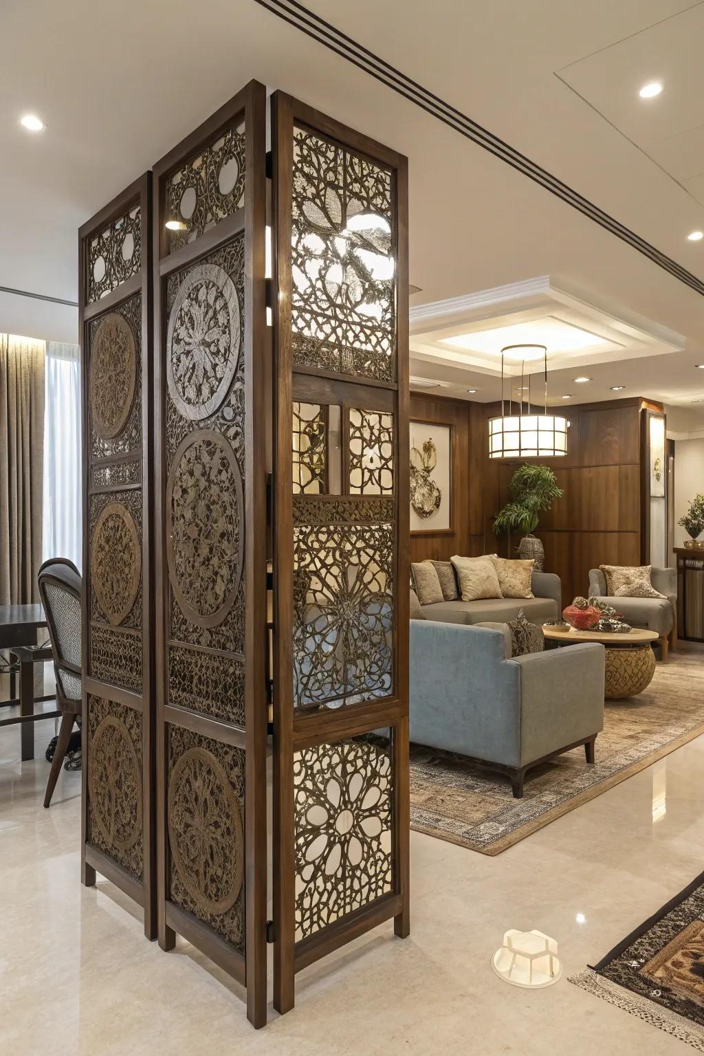 A partition combining different styles for an individual design.