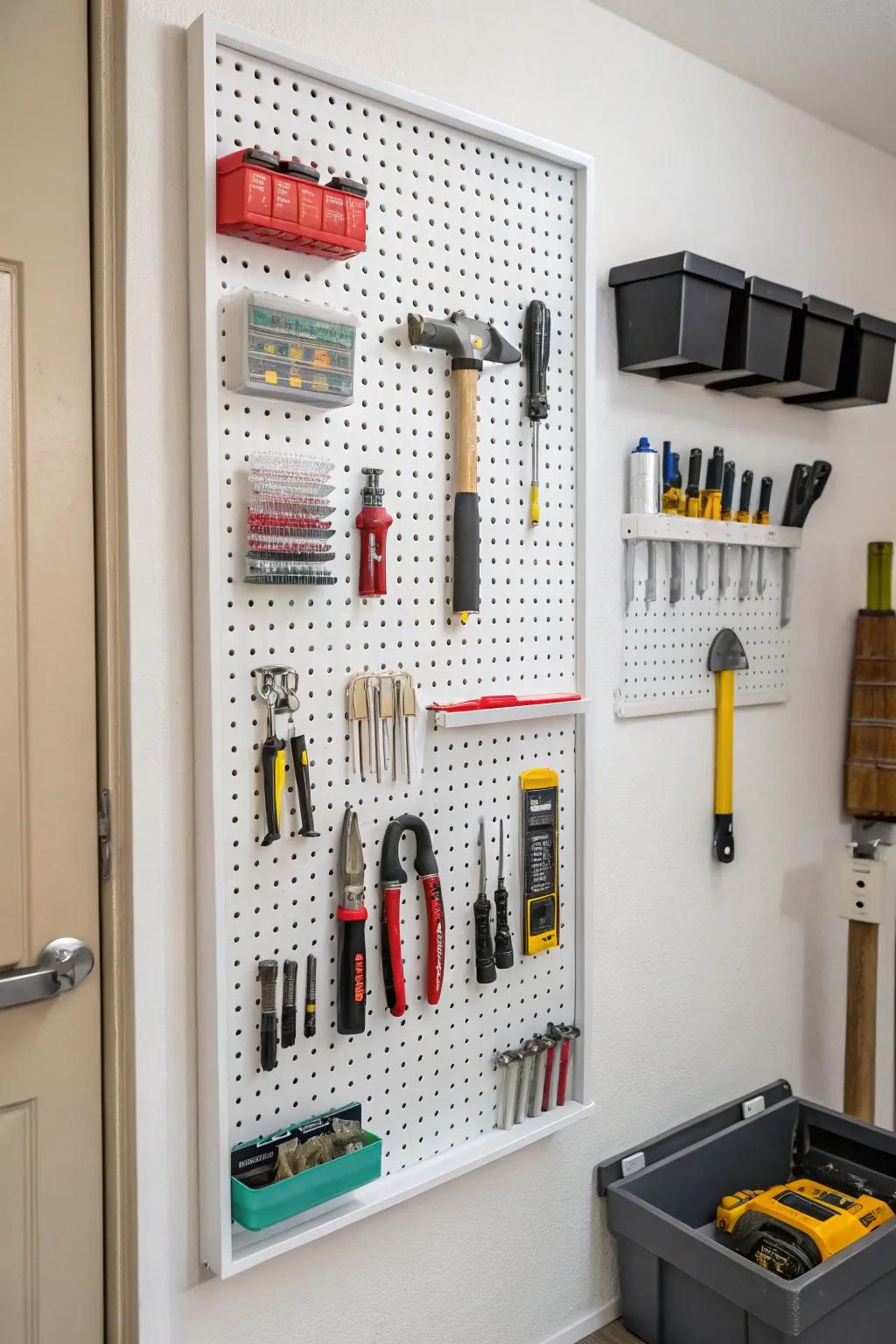 Pegboards let you set up your closet in a way that works best for you.