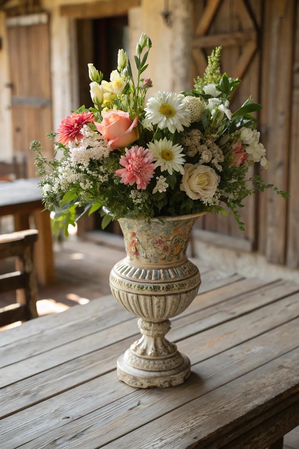Vintage vases add an enduring charm to contemporary settings.