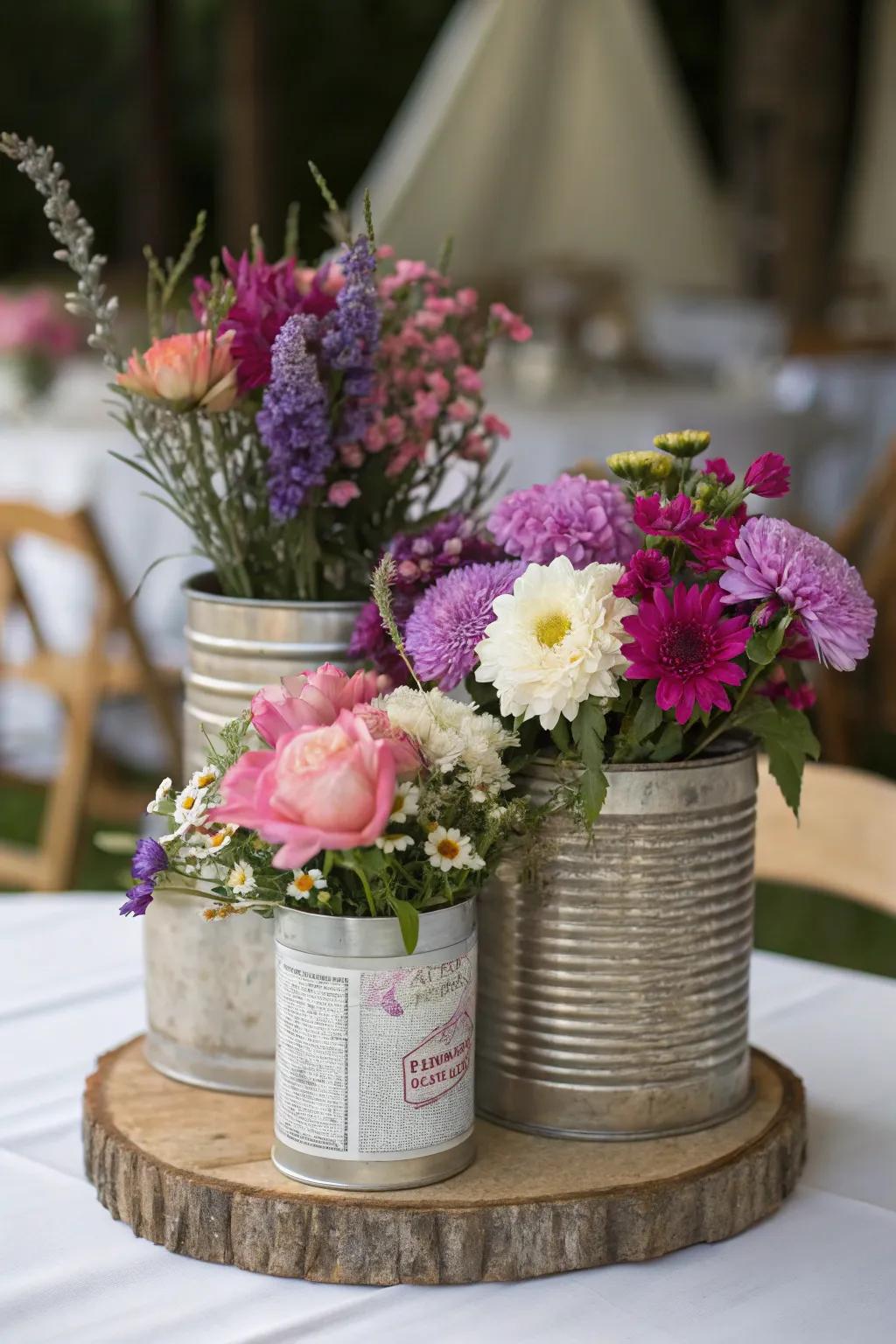 Retro metal vessels imparting a nostalgic appeal.