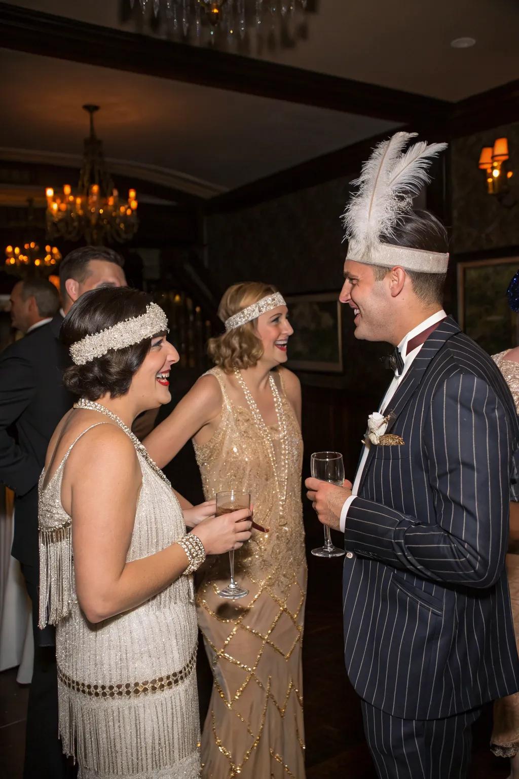Guests embrace the retro theme with classic 1920s clothing.