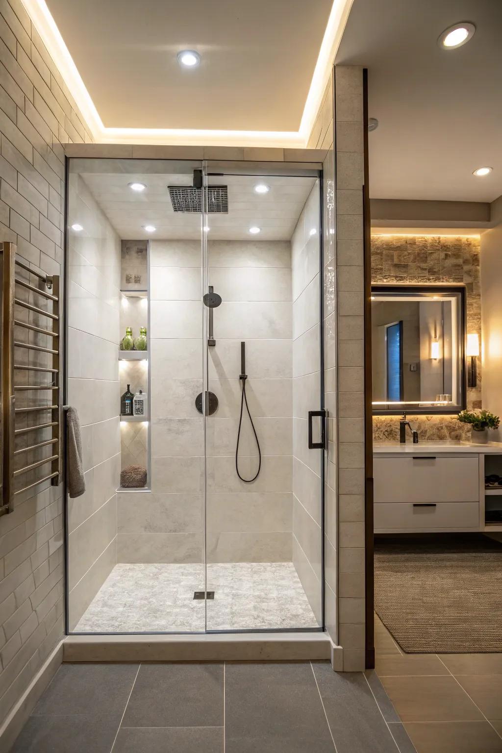 Layered lights improve visibility and mood.