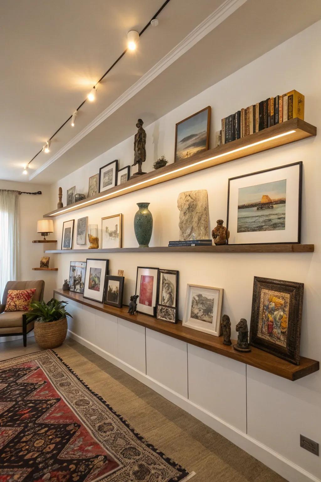 Drifting racks provide variable art display options.