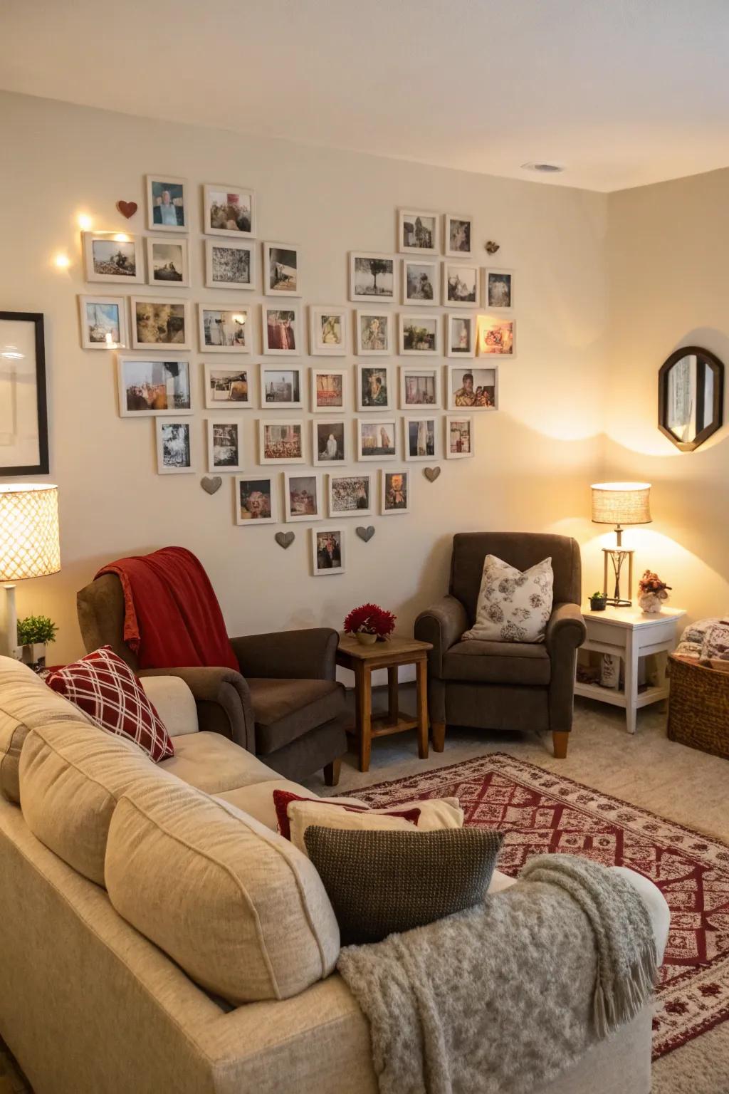 Personal photo walls personalize spaces.