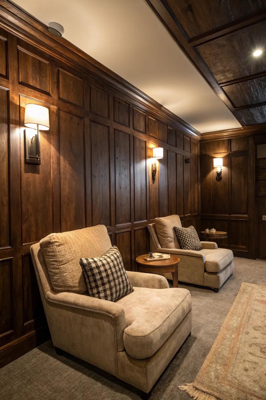 Sophisticated drama expressed with dark wood.