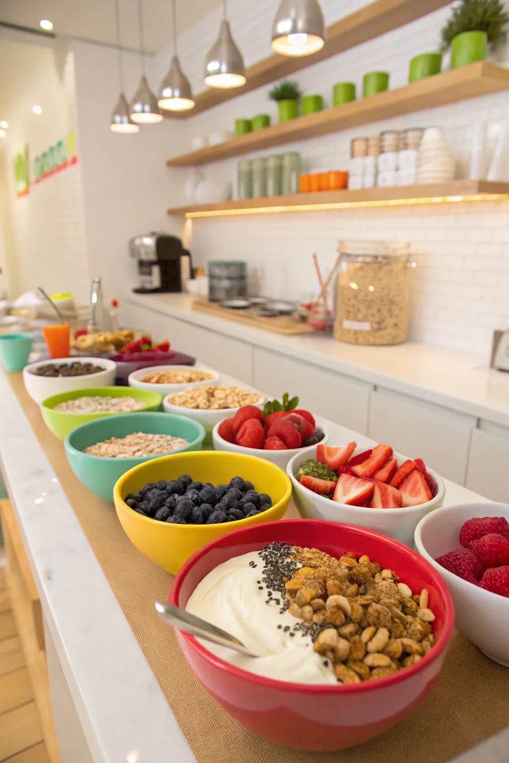 A whimsical zone where diners develop breakfast parfaits according to their tastes.