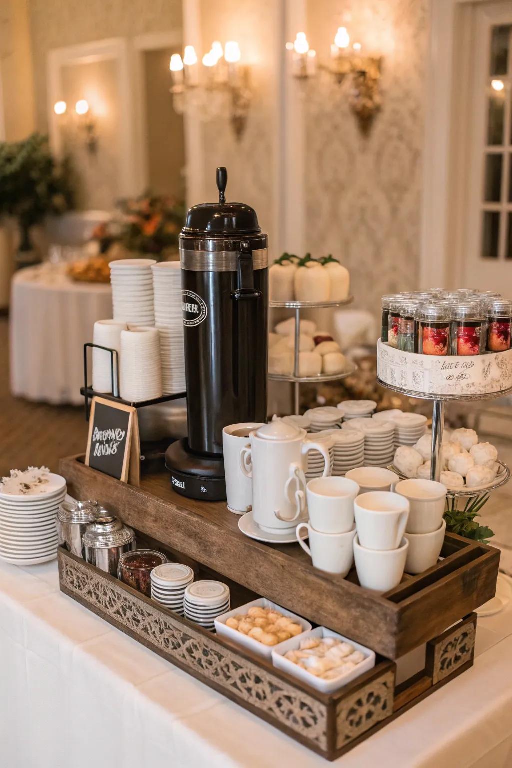 A independent-serving java spot at a wedding.